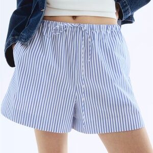 H&M Blue and White Striped Cotton Shorts